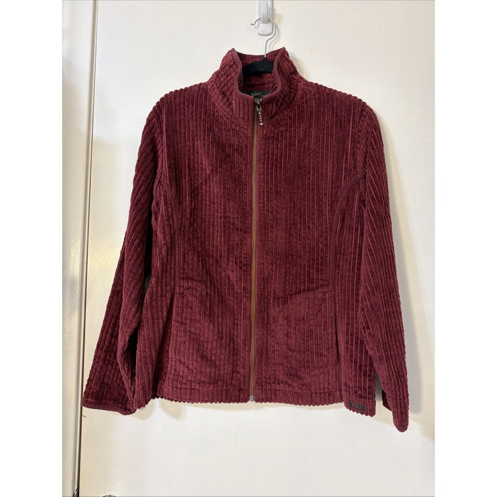 Woolrich Jacket Women's Sz M Maroon Cotton Full Zip Long Sleeve Corduroy Y2K